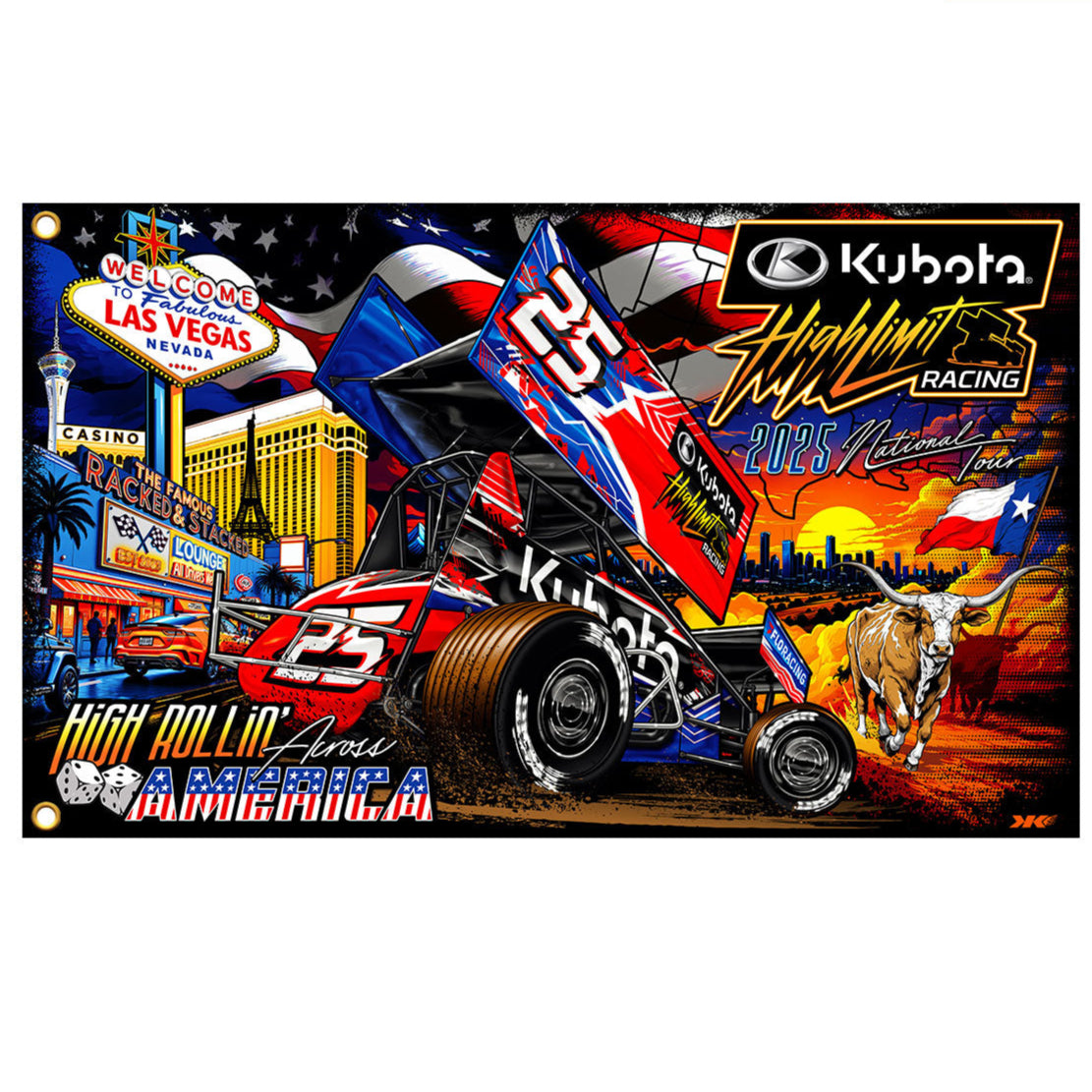 2025 High Rollin' Across America ~ National Tour ~ 3' x 5' Flag