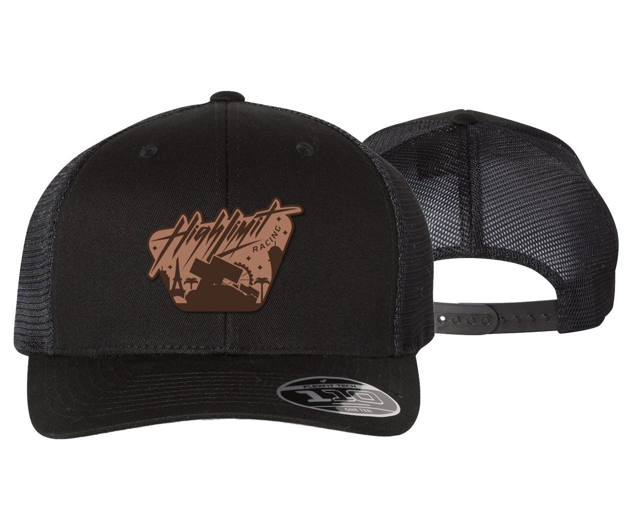 Kubota High Limit Night Life ~ Flexfit Mesh-Back ~ Snapback Cap w/ Leather Patch - Black