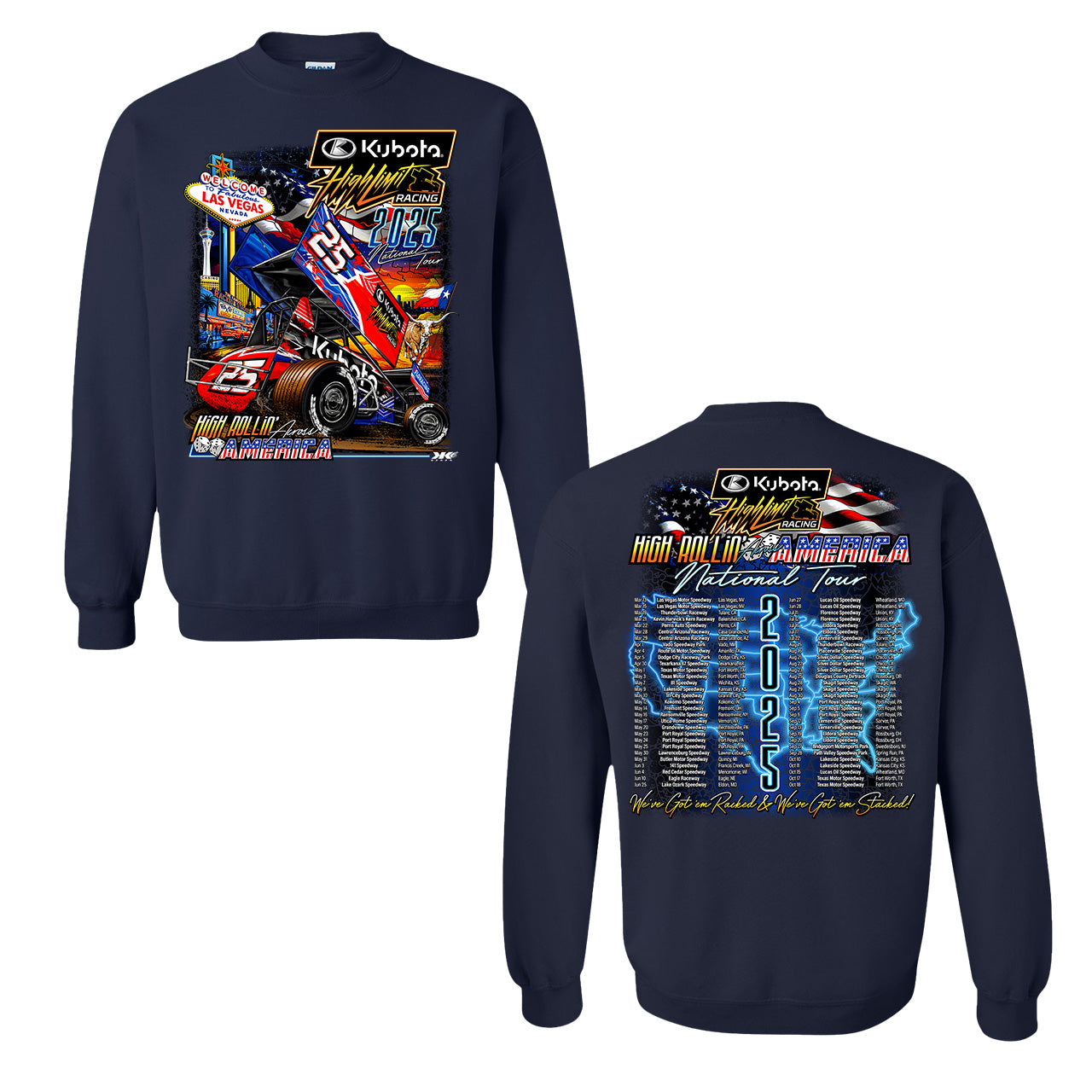 2025 High Rollin' Across America ~ National Tour ~ Crewneck ~ Navy