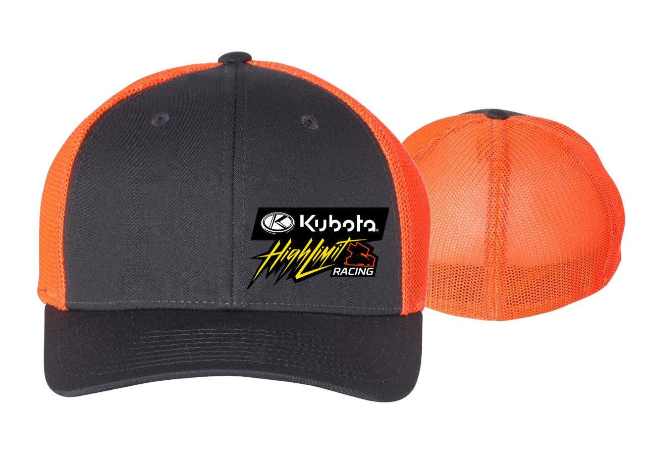 Kubota High Limit Trucker Cap ~ Charcoal / Neon Orange