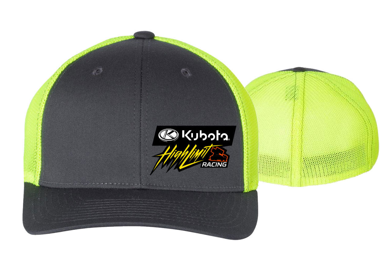 Kubota High Limit Trucker Cap ~ Charcoal / Neon Yellow