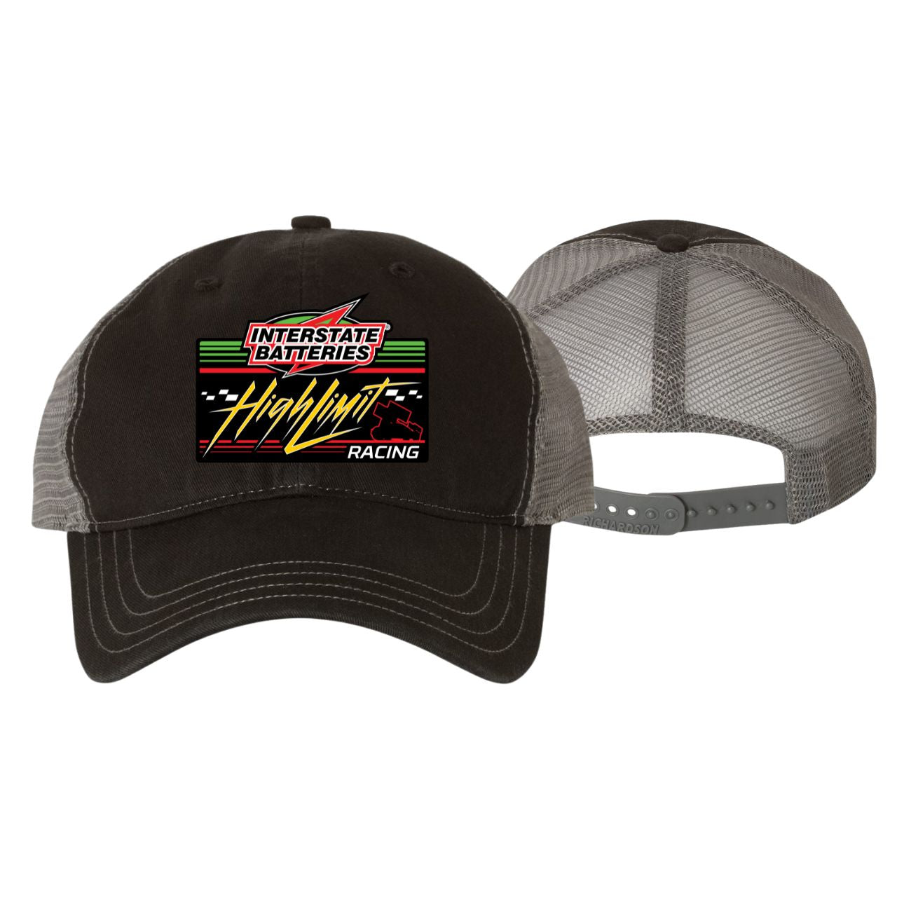 2026 Black/Charcoal Richardson 111 Garment Washed Trucker Cap