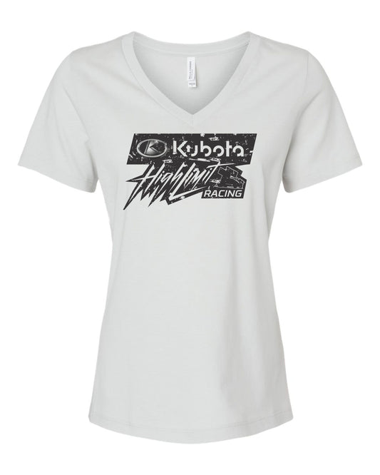Kubota High Limit Racing Logo Fan Ladies V-Neck T-Shirt - Silver