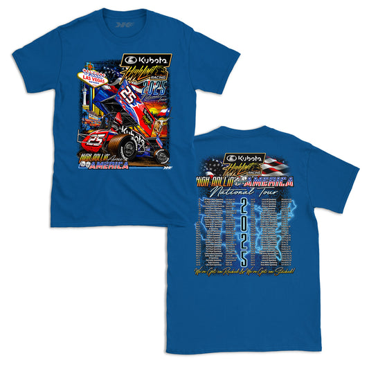2025 High Rollin' Across America ~ National Tour ~ Neon Blue T-Shirt