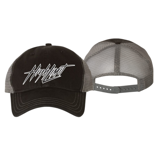 Garment washed High Limit Black/Charcoal snapback White/Black lettering