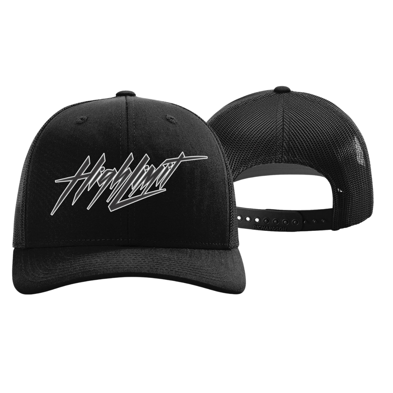 Richardson 112 Black High Limit Snapback White/ Black Lettering