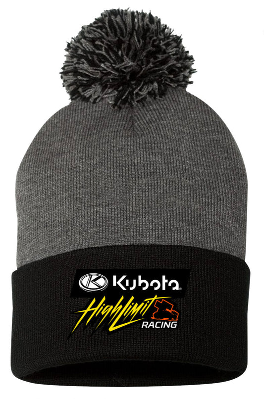 Kubota High Limit Logo Pom-Pom Beanie ~ Dark Heather Grey / Black